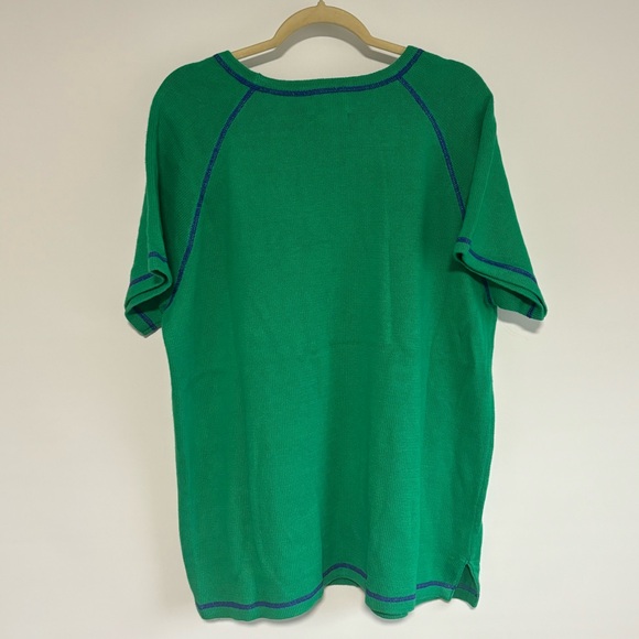 Quaker Factory short-sleeve green knit sweaterater with blue star - Picture 4 of 4